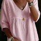 Lace Trim V Neck Plus Size Blouse S to 4XL