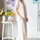 Textured V neck Top And Wide Leg Lounge Set