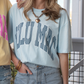 LULU MAC Stripe Adult Chambray Comfort Colors Tee