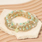 6PCS - Cross Charm Faceted Beaded Stretch Multi Layered Bracelets