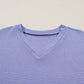 Waffle V Neck Short Sleeve Knit