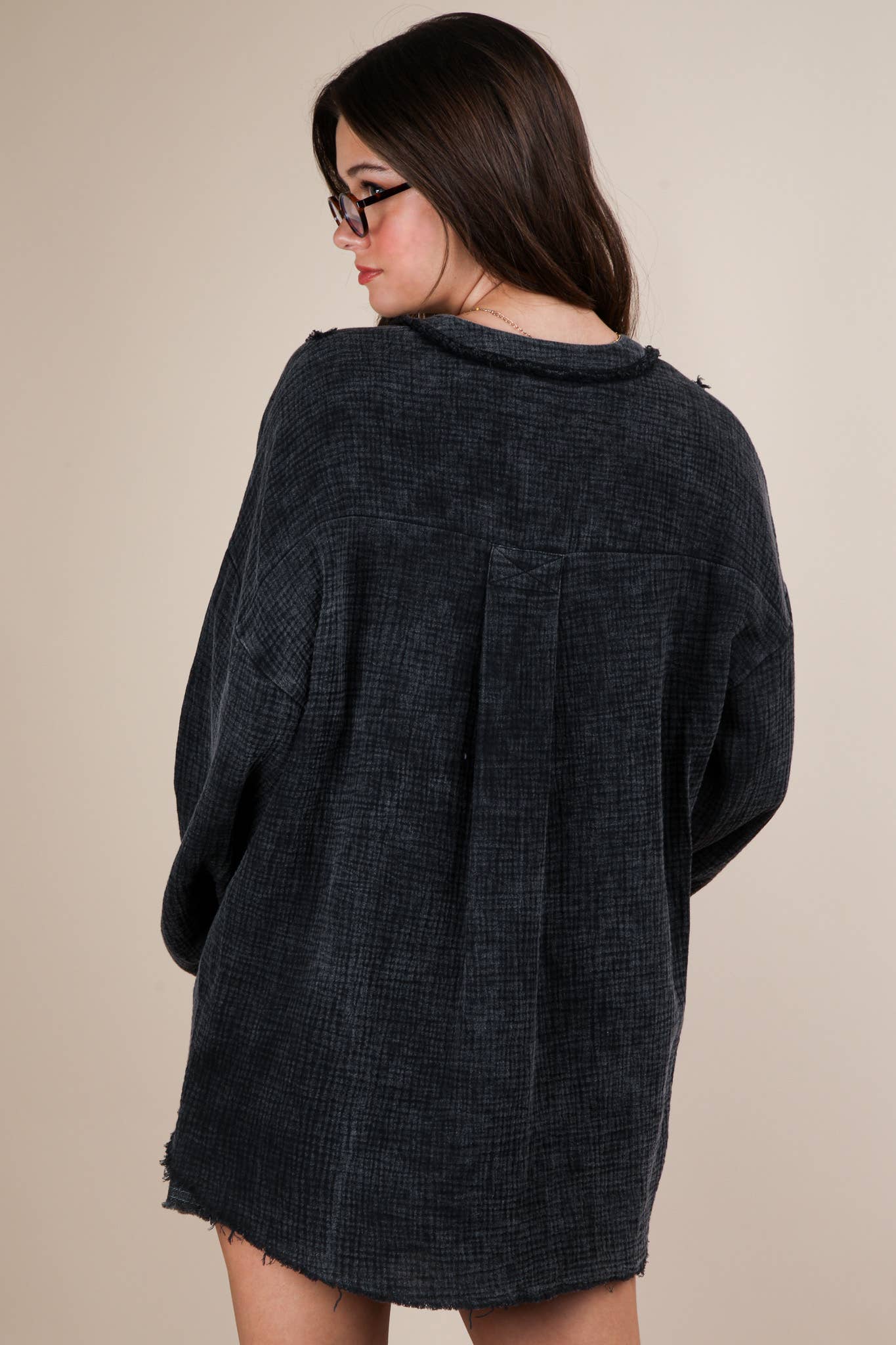 Washed Cotton Gauze Oversized Top Plus Size