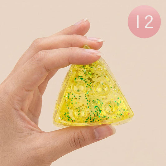 12PCS - Glitter Cheese Slice Squeeze Squishy Stress Relief Toy