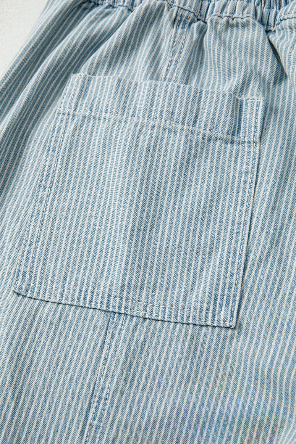 Stripe Mid Rise Drawstring Waist Jeans
