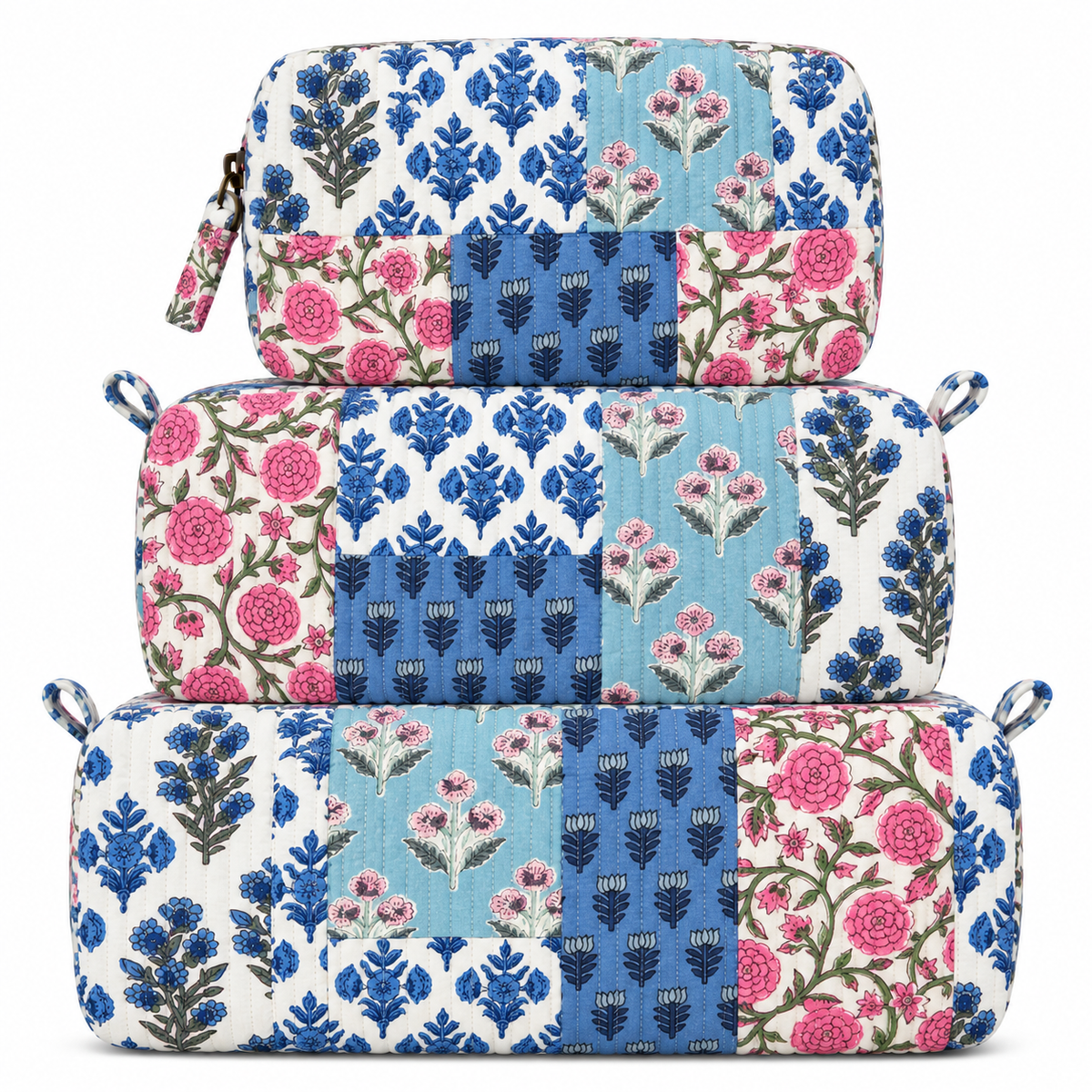 Pastel Blue Patchwork Quilted Bag Print