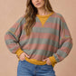 Striped Color Block Hacci Pullover Top