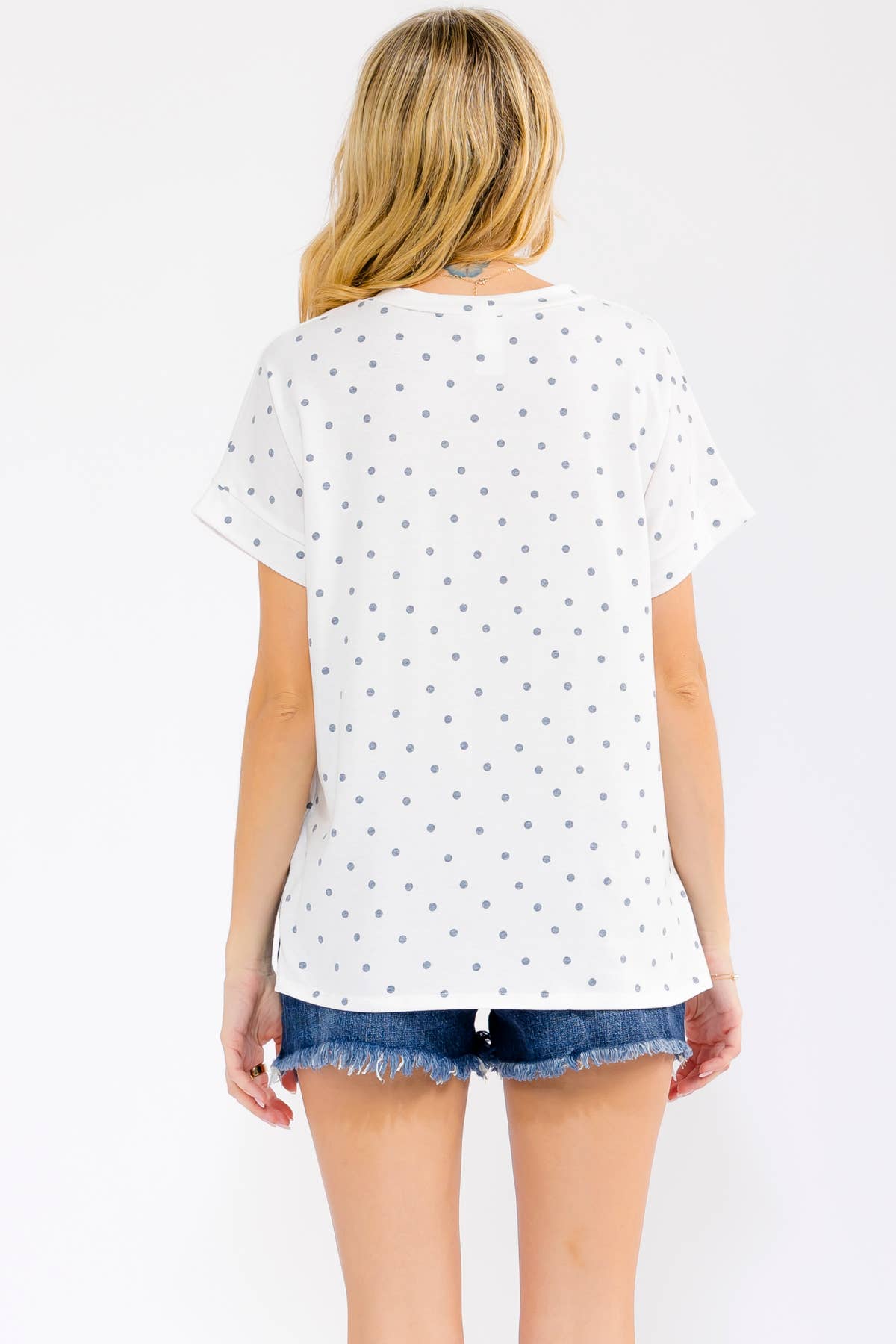 Polka Dot Banded Short Sleeve Top