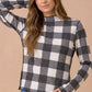 Buffalo Check Mock Neck Long Sleeve Knit Top