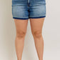 MR Tummy Control Vintage Wash Release Hem Shorts - PLUS