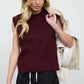 RAW MOCK NECK DOLMAN SLEEVE SWEATER KNIT TOP