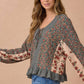 Plus Floral Patchwork Tie Front Ruffle Hem Top