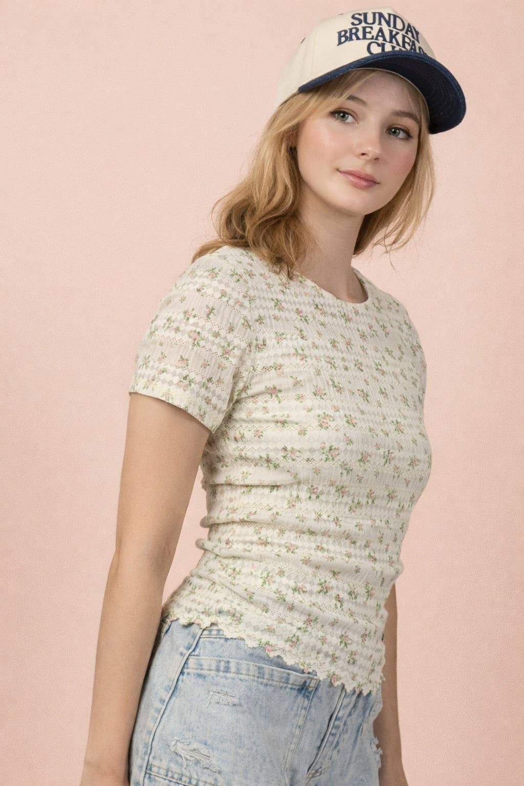 Floral Print Fitted Casual Top