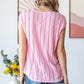 Stripe Textured Cap Sleeves Blouse
