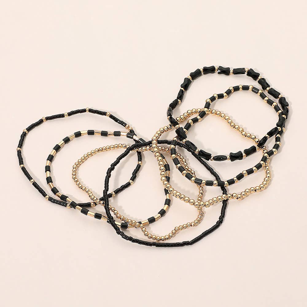 7PCS - Beaded Stretch Stackable Multi Layered Bracelets