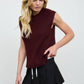 RAW MOCK NECK DOLMAN SLEEVE SWEATER KNIT TOP