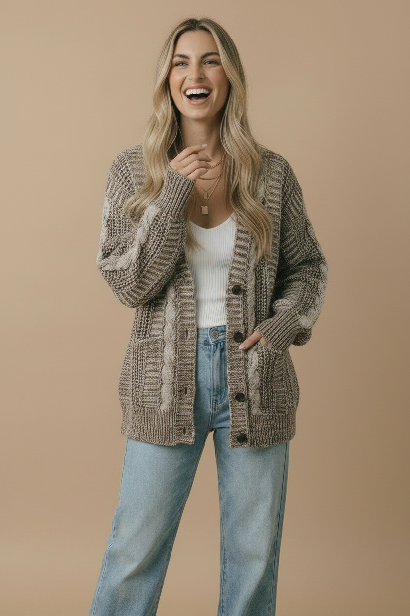 Oversized Chunky Cable Cardigan