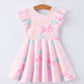 Pink Theme Park Print Girls Twirl Dress