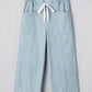 Stripe Mid Rise Drawstring Waist Jeans