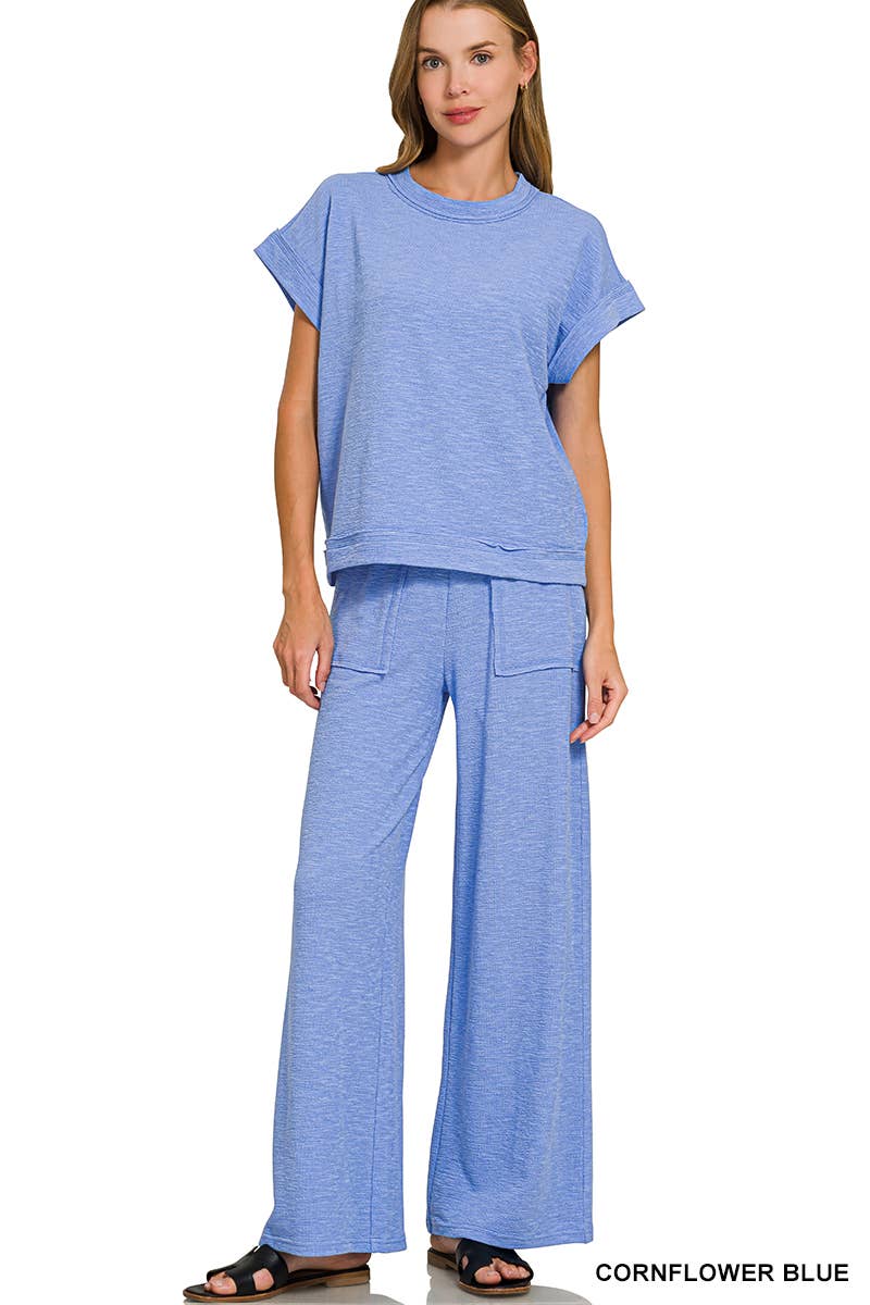 Cotton Slub Tee & Pants 2pc Set  Zenana