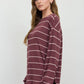 STRIPE LONG SLEEVE CUFFED RELAXED KNIT TOP