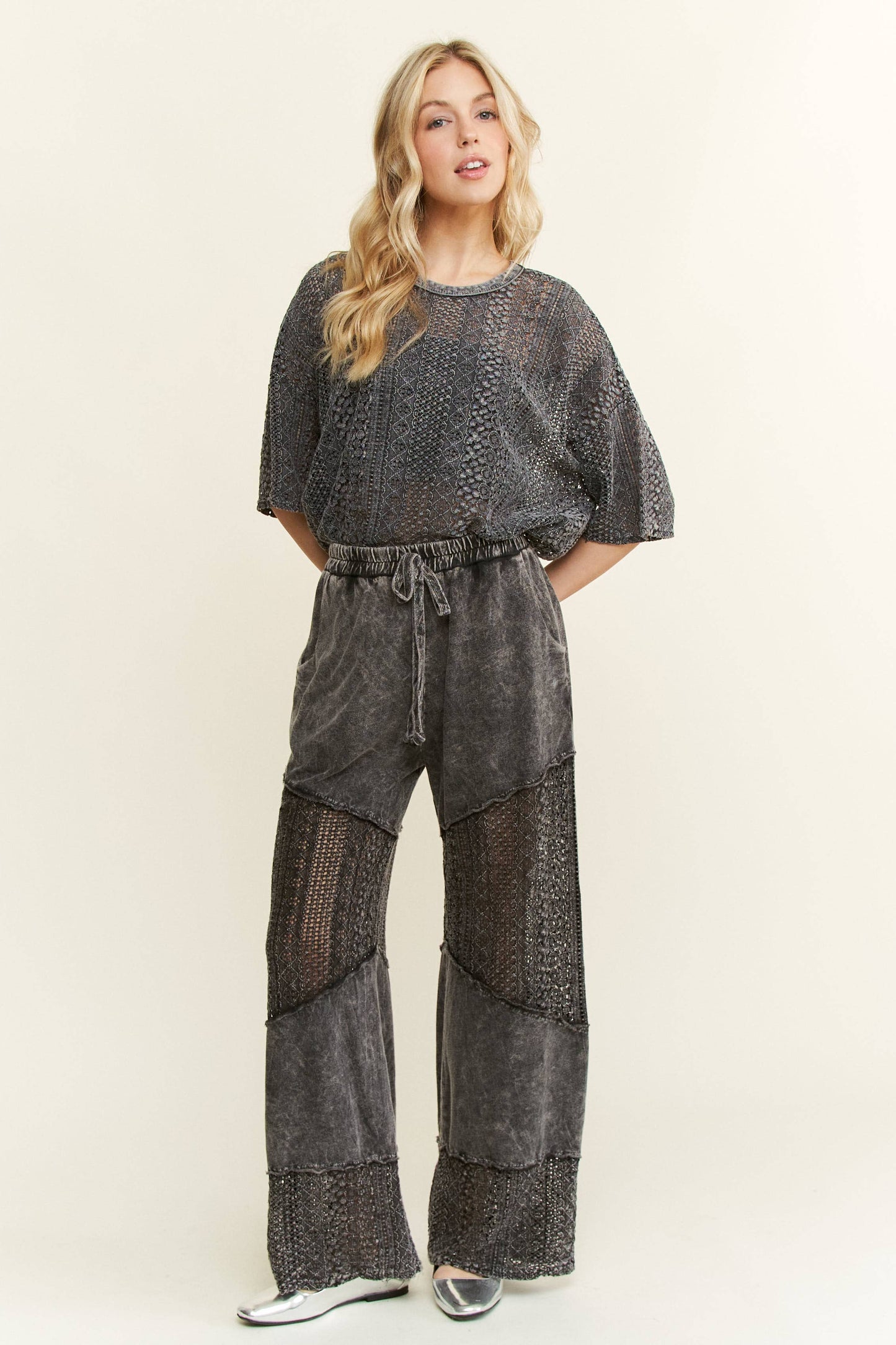 Mineral Washed Lace Top