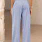 Gingham High Waist Wide Leg Pants with Pockets