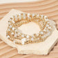 6PCS - Cross Charm Faceted Beaded Stretch Multi Layered Bracelets