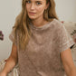 WASHED SHORT SLEEVE BOXY KNIT TOP