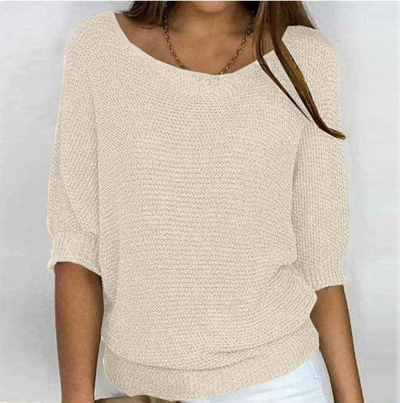 Lightweight Knit Sweater Dolman Sleeve Pullover Top