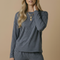 Round Neck Striped Oversized French Terry Top