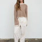 CONTRAST TRIM AND KNIT PATTERN LONG SLEEVE SWEATER
