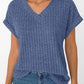Ribbed Knit V-Neck Top – Relaxed Fit Casual Summer Tee