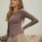 WASHED LONG SLEEVE RIBBED HENLEY KNIT TOP
