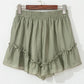 Textured Tie Waist Ruffle Hem Shorts