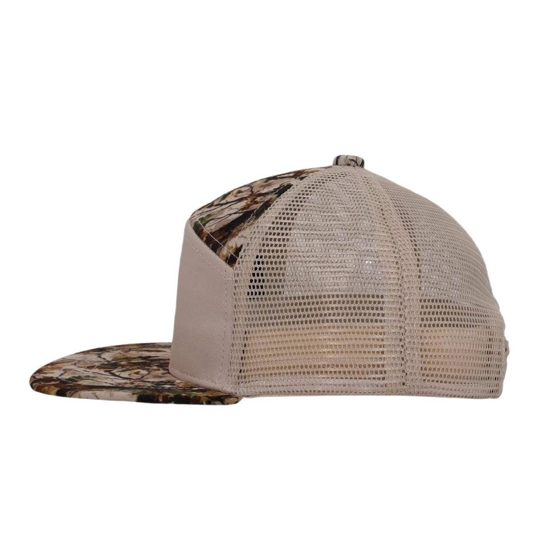 Kids 7 Panel Timber Leaf Camo Snapback Hat