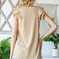 V-Neck Crinkle Blouse w Ruffle Sleeves