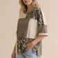 Camo Animal Print Color Block Top