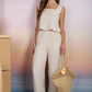 TEXTURED HIGH ELASTIC WAIST LOUNGE PANTS