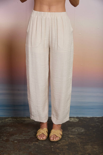 TEXTURED HIGH ELASTIC WAIST LOUNGE PANTS