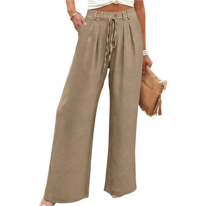 High Waist Wide Leg Pants Drawstring Relaxed Fit