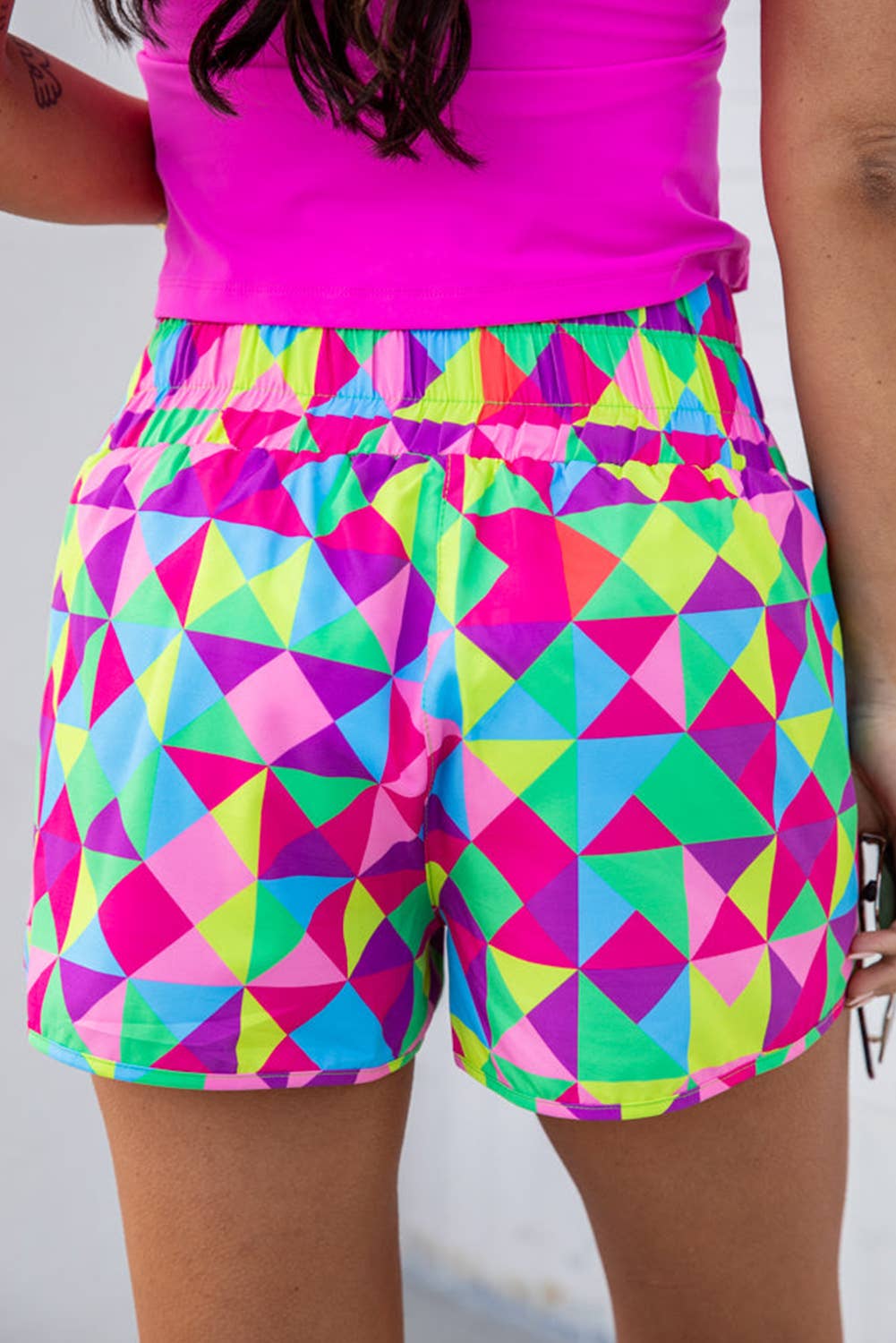 66 Leopard/Checkered High Waisted Athletic Shorts (S-XL): Blue Leopard / Missy / L