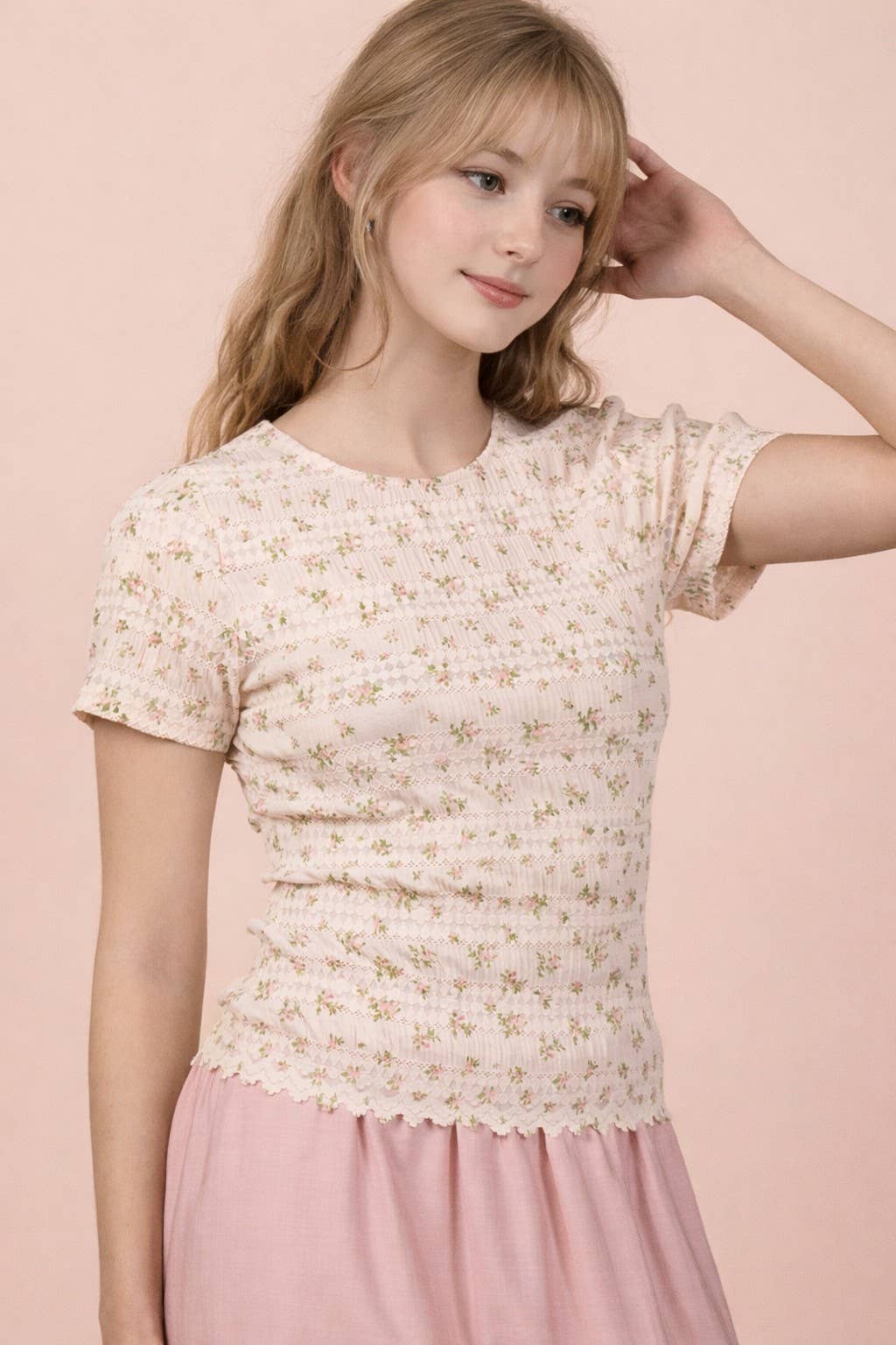 Floral Print Fitted Casual Top