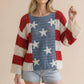 Long Sleeve Star and Stripe Crochet Sweater