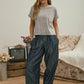 WASHED SHORT SLEEVE BOXY KNIT TOP
