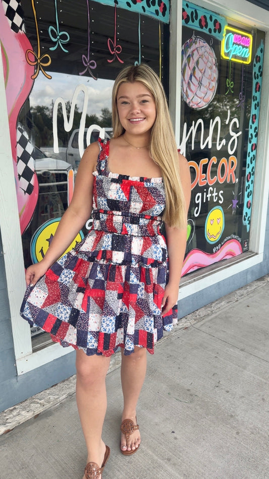 Americana Patchwork Mini Dress