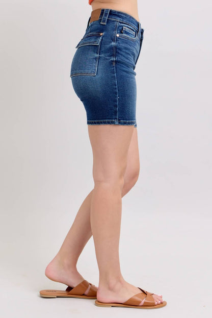 High Waist Bermudas w/ Back Flap Pockets
