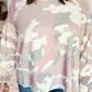 LDC Plus Size Camouflage Print Drop Shoulder Pullover Top