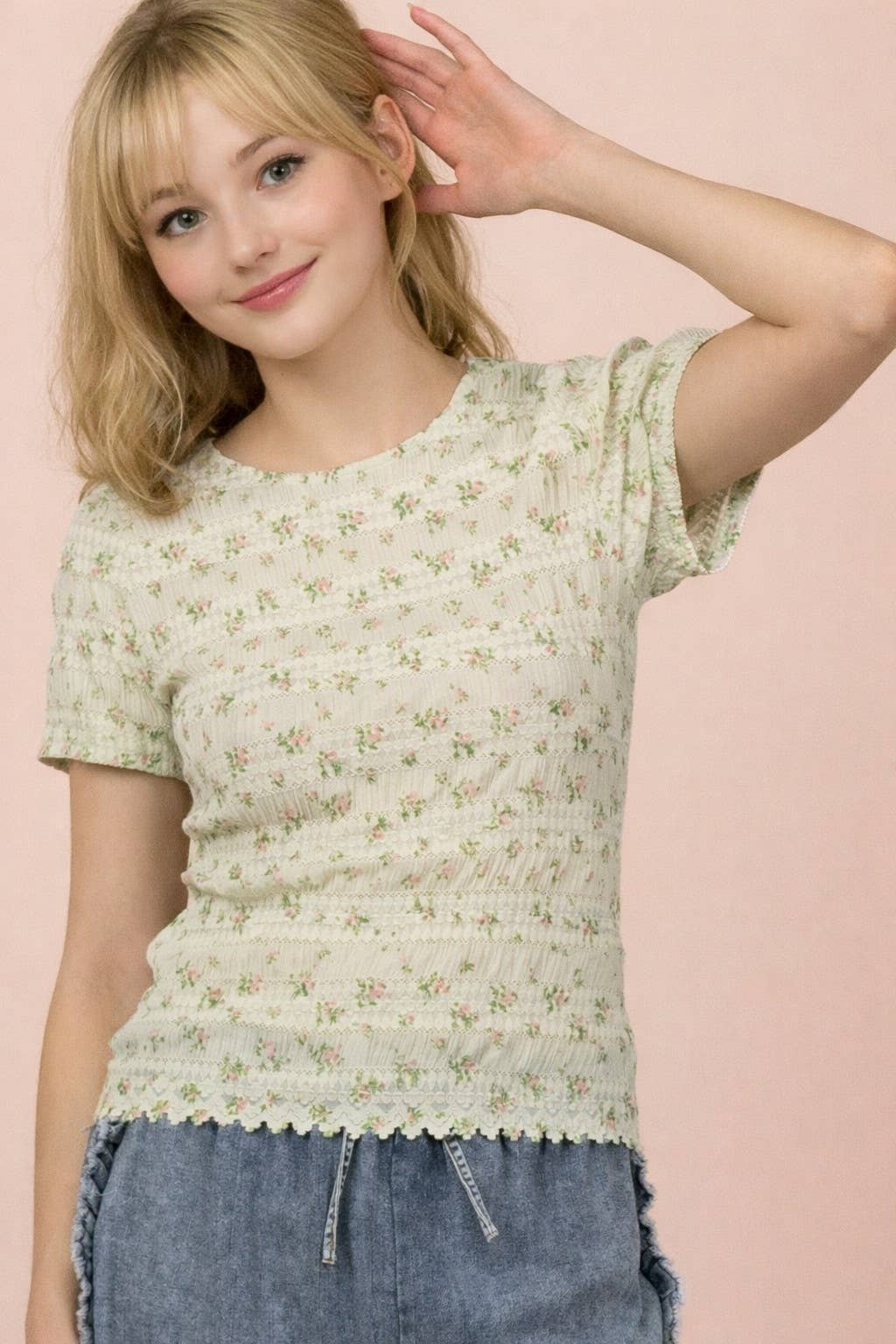 Floral Print Fitted Casual Top