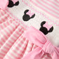 Stripe Girls Dress Bow Smocked Ruffle Sleeve