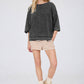 WASHED INVERTED SEAM SHORT SLEEVE SWEATSHIRT